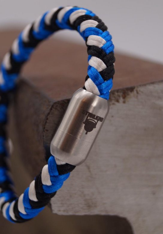 Segeltau Armband - 8mm - blau/schwarz/weiss
